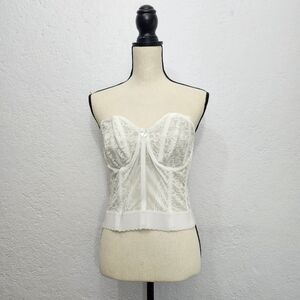 Vintage White Bridal Lace Bustier Corset Bra Top